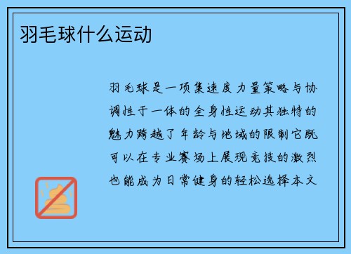 羽毛球什么运动